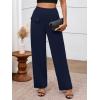 imageBTFBM Womens Casual Elastic High Waisted Wide Leg Trousers 2025 Fall Outfits Pocket Stretchy Comfy Lounge Palazzo PantsNavy Blue