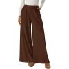 imageBTFBM Wide Leg Pants for Women Dressy Work Business Casual Elastic High Waisted Trousers Ribbed Lounge Palazzo PantsBrown