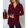 imageBTFBM Sweaters for Women Fall Winter Clothes 2025 Pocket Quarter Zip Pullover V Neck Long Sleeve Knit Trendy SweaterBurgundy