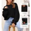 imageBTFBM Womens Oversized Sweater Crewneck Long Sleeve Fuzzy Knit Chunky Pullover Sweaters 2025 Fall Winter Trendy OutfitsBlack