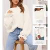 imageBTFBM Womens Oversized Sweater Crewneck Long Sleeve Fuzzy Knit Chunky Pullover Sweaters 2025 Fall Winter Trendy OutfitsWhite