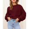 imageBTFBM Womens Oversized Sweater Crewneck Long Sleeve Fuzzy Knit Chunky Pullover Sweaters 2025 Fall Winter Trendy OutfitsWine Red