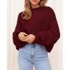 imageBTFBM Womens Oversized Sweater Crewneck Long Sleeve Fuzzy Knit Chunky Pullover Sweaters 2025 Fall Winter Trendy OutfitsWine Red