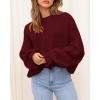 imageBTFBM Womens Oversized Sweater Crewneck Long Sleeve Fuzzy Knit Chunky Pullover Sweaters 2025 Fall Winter Trendy OutfitsWine Red