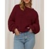 imageBTFBM Womens Oversized Sweater Crewneck Long Sleeve Fuzzy Knit Chunky Pullover Sweaters 2025 Fall Winter Trendy OutfitsWine Red