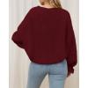 imageBTFBM Womens Oversized Sweater Crewneck Long Sleeve Fuzzy Knit Chunky Pullover Sweaters 2025 Fall Winter Trendy OutfitsWine Red