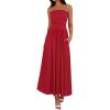 imageBTFBM Summer Maxi Dresses for Women 2025 Strapless Ruched Tube Top Flowy Beach Vacation Wedding Guest Fall Dress PocketsRed