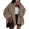 imageBTFBM Womens Oversized Cardigans 2025 Fall Winter Outerwear Lantern Long Sleeve Button Down Chunky Knit Sweaters CoatsCamel