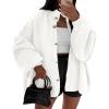 imageBTFBM Womens Oversized Cardigans 2025 Fall Winter Outerwear Lantern Long Sleeve Button Down Chunky Knit Sweaters CoatsWhite