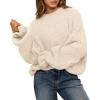 imageBTFBM Womens Oversized Sweater Crewneck Long Sleeve Fuzzy Knit Chunky Pullover Sweaters 2025 Fall Winter Trendy OutfitsBeige