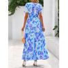 imageBTFBM Summer Dresses for Women 2025 Floral Casual Short Sleeve V Neck Elastic Waist Maxi Wedding Guest Dress PocketsFloral Blue Purple