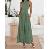 imageBTFBM Summer Maxi Dresses for Women 2025 Sleeveless Casual Ruched High Waisted Tank Long Sundress Flowy Beach Fall DressBean Green
