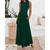 imageBTFBM Summer Maxi Dresses for Women 2025 Sleeveless Casual Ruched High Waisted Tank Long Sundress Flowy Beach Fall DressDark Green