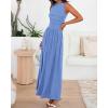 imageBTFBM Summer Maxi Dresses for Women 2025 Sleeveless Casual Ruched High Waisted Tank Long Sundress Flowy Beach Fall DressLight Blue