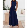 imageBTFBM Summer Maxi Dresses for Women 2025 Sleeveless Casual Ruched High Waisted Tank Long Sundress Flowy Beach Fall DressNavy