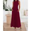 imageBTFBM Summer Maxi Dresses for Women 2025 Sleeveless Casual Ruched High Waisted Tank Long Sundress Flowy Beach Fall DressWine Red