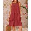 imageBTFBM Women Summer Halter Dresses Casual Spring 2025 Sleeveless ALine Tiered Swing Mini Dress Beach Vacation SundressBrown Red