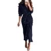 imageBTFBM Maxi Dresses for Women Fall 2025 Long Sleeve Lapel Neck Button Down Elegant Satin Belted Ruched Summer Shirt DressNavy
