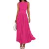 imageBTFBM Summer Maxi Dresses for Women 2025 Sleeveless Casual Ruched High Waisted Tank Long Sundress Flowy Beach Fall DressRose Red