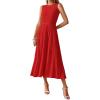imageBTFBM Women Midi Bodycon Tank Dress Summer Crewneck Sleeveless Pleated A Line Business Casual Knit Sweater Fall DressesBrick Red