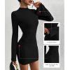 imageBTFBM Fall Dresses for Women 2025 Fashion Bodycon Bell Long Sleeve Mock Neck Party Club Outfits Going Out Mini DressBlack