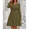 imageBTFBM Mini Dresses for Women 2025 Casual Lightweight Long Sleeve V Neck A Line Elastic Waist Party Holiday DressArmy Green