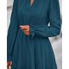imageBTFBM Mini Dresses for Women 2025 Casual Lightweight Long Sleeve V Neck A Line Elastic Waist Party Holiday DressLake Blue