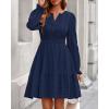 imageBTFBM Mini Dresses for Women 2025 Casual Lightweight Long Sleeve V Neck A Line Elastic Waist Party Holiday DressNavy
