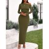 imageBTFBM One Shoulder Long Sleeve Dresses for Women Fall 2025 Bodycon Ruched Night Out Cocktail Wedding Guest Maxi DressArmy Green