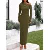 imageBTFBM One Shoulder Long Sleeve Dresses for Women Fall 2025 Bodycon Ruched Night Out Cocktail Wedding Guest Maxi DressArmy Green