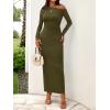 imageBTFBM One Shoulder Long Sleeve Dresses for Women Fall 2025 Bodycon Ruched Night Out Cocktail Wedding Guest Maxi DressArmy Green
