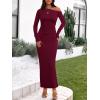 imageBTFBM One Shoulder Long Sleeve Dresses for Women Fall 2025 Bodycon Ruched Night Out Cocktail Wedding Guest Maxi DressBurgundy