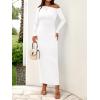 imageBTFBM One Shoulder Long Sleeve Dresses for Women Fall 2025 Bodycon Ruched Night Out Cocktail Wedding Guest Maxi DressWhite