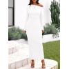 imageBTFBM One Shoulder Long Sleeve Dresses for Women Fall 2025 Bodycon Ruched Night Out Cocktail Wedding Guest Maxi DressWhite