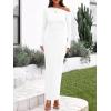imageBTFBM One Shoulder Long Sleeve Dresses for Women Fall 2025 Bodycon Ruched Night Out Cocktail Wedding Guest Maxi DressWhite
