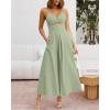 imageBTFBM Women 2025 Summer Spaghetti Strap Midi Dress Sleeveless V Neck Cutout Slit Casual Beach Party Maxi Dresses PocketsLight Green