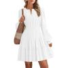imageBTFBM Mini Dresses for Women 2025 Casual Lightweight Long Sleeve V Neck A Line Elastic Waist Party Holiday DressWhite