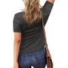 imageBTFBM Women 2025 Summer Henley Tunic Top V Neck Short Sleeve Button UP Solid Slim Fit Casual Ribbed Knit Shirt BlousesGrey