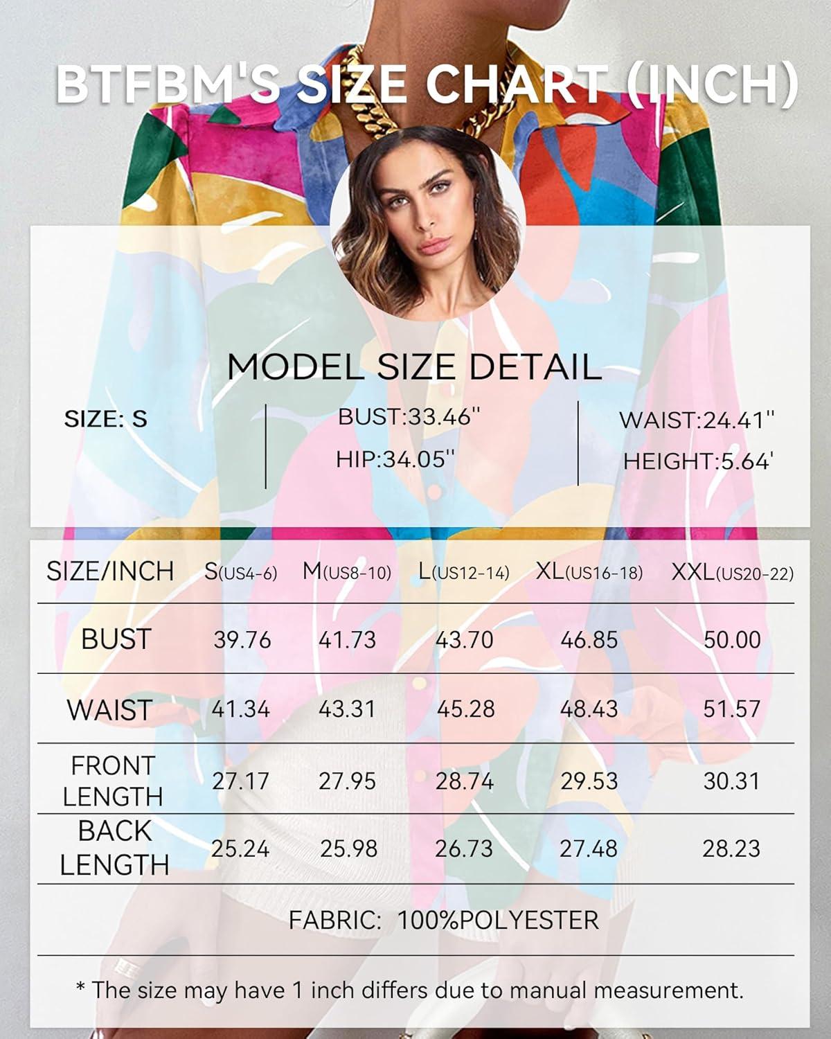 imageBTFBM Women Fashion Button Down Shirts V Neck Printed Solid Boho Long Sleeve Blouses Dressy Casual Summer Fall TopsMulticolored