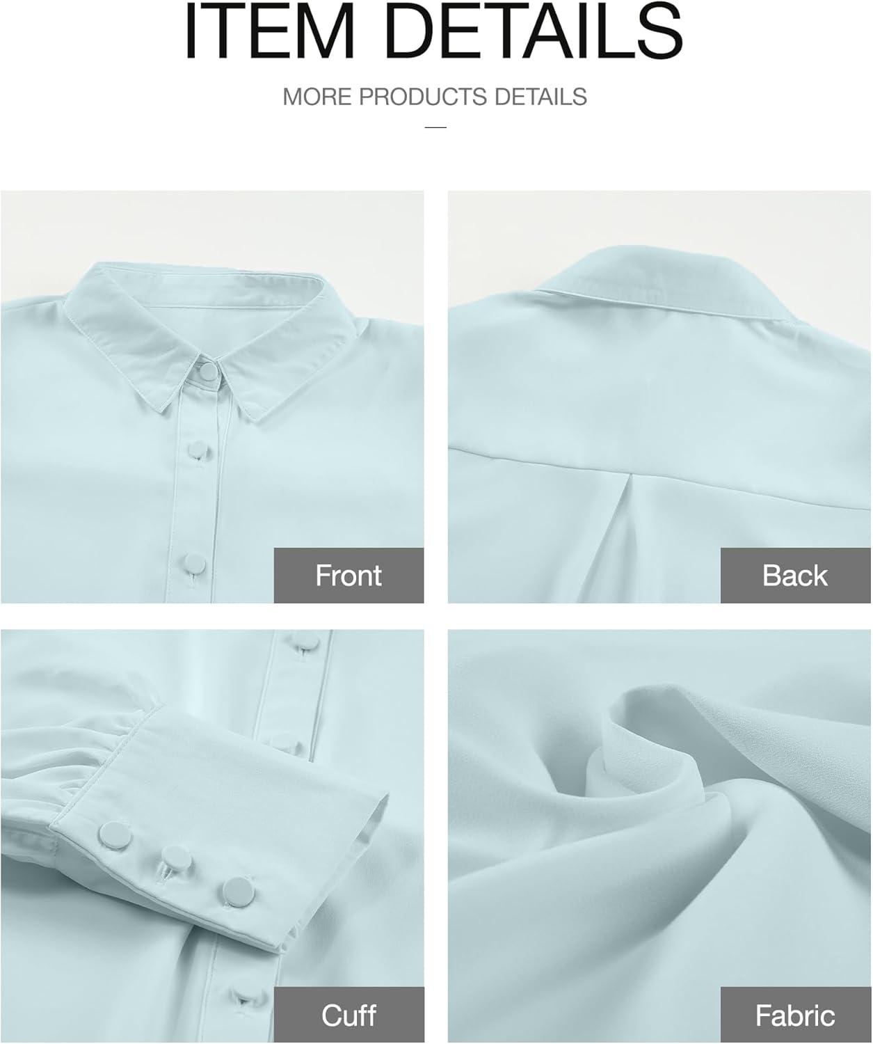 imageBTFBM Women Fashion Button Down Shirts V Neck Printed Solid Boho Long Sleeve Blouses Dressy Casual Summer Fall TopsSolid Light Blue