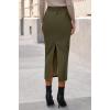 imageBTFBM Fall Skirts for Women 2025 Business Casual Outfits Elastic Waist Ruched Bodycon Slit Pencil Midi Leather SkirtArmy Green