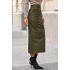 imageBTFBM Fall Skirts for Women 2025 Business Casual Outfits Elastic Waist Ruched Bodycon Slit Pencil Midi Leather SkirtArmy Green