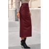 imageBTFBM Fall Skirts for Women 2025 Business Casual Outfits Elastic Waist Ruched Bodycon Slit Pencil Midi Leather SkirtBurgundy