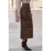 imageBTFBM Fall Skirts for Women 2025 Business Casual Outfits Elastic Waist Ruched Bodycon Slit Pencil Midi Leather SkirtCoffee