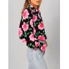 imageBTFBM Women Fashion Button Down Shirts V Neck Printed Solid Boho Long Sleeve Blouses Dressy Casual Summer Fall TopsBig Floral Black Pink