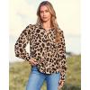 imageBTFBM Women Fashion Button Down Shirts V Neck Printed Solid Boho Long Sleeve Blouses Dressy Casual Summer Fall TopsLeopard Print