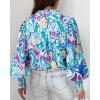 imageBTFBM Women Fashion Button Down Shirts V Neck Printed Solid Boho Long Sleeve Blouses Dressy Casual Summer Fall TopsMulti Green Blue