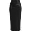 imageBTFBM Fall Skirts for Women 2025 Business Casual Outfits Elastic Waist Ruched Bodycon Slit Pencil Midi Leather SkirtBlack