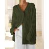 imageBTFBM Cable Knit Oversized Cardigan Sweaters for Women Trendy 2025 Fall Button Up Long Sleeve Winter Coat CardigansArmy Green