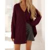 imageBTFBM Cable Knit Oversized Cardigan Sweaters for Women Trendy 2025 Fall Button Up Long Sleeve Winter Coat CardigansBurgundy